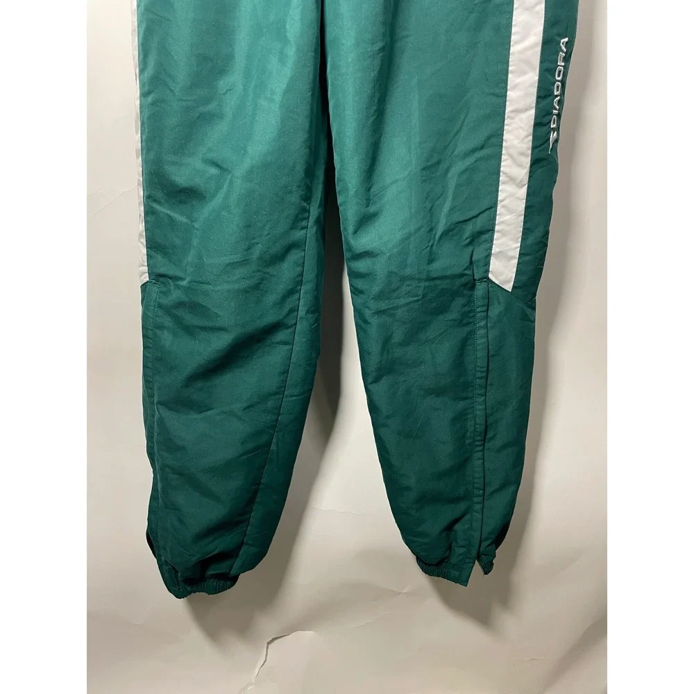 Diadora Mens Track Pants Green White Stripe Athletic‎ Warm Up Joggers Size Small